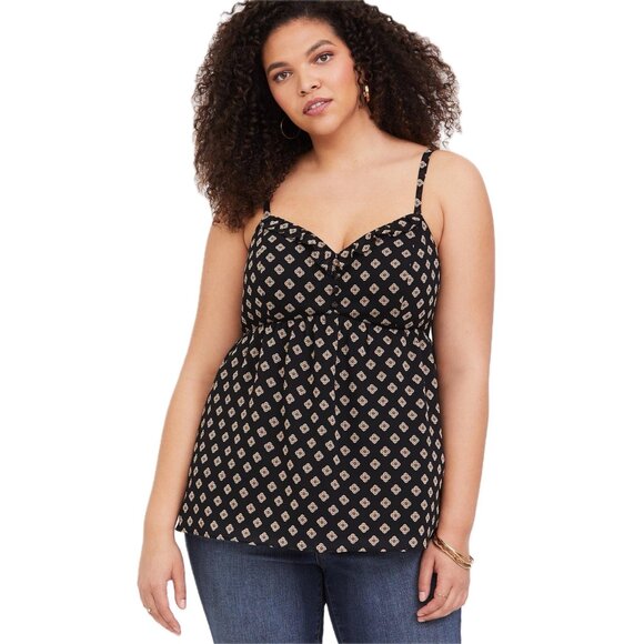 NWT Torrid Babydoll Chiffon Cami BLACK GEO FLORAL - size 3X - Picture 1 of 11
